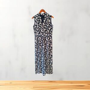 Fashion Classic Fashion Collection Black Daisy Print Wide Leg Jumpersuit Size L